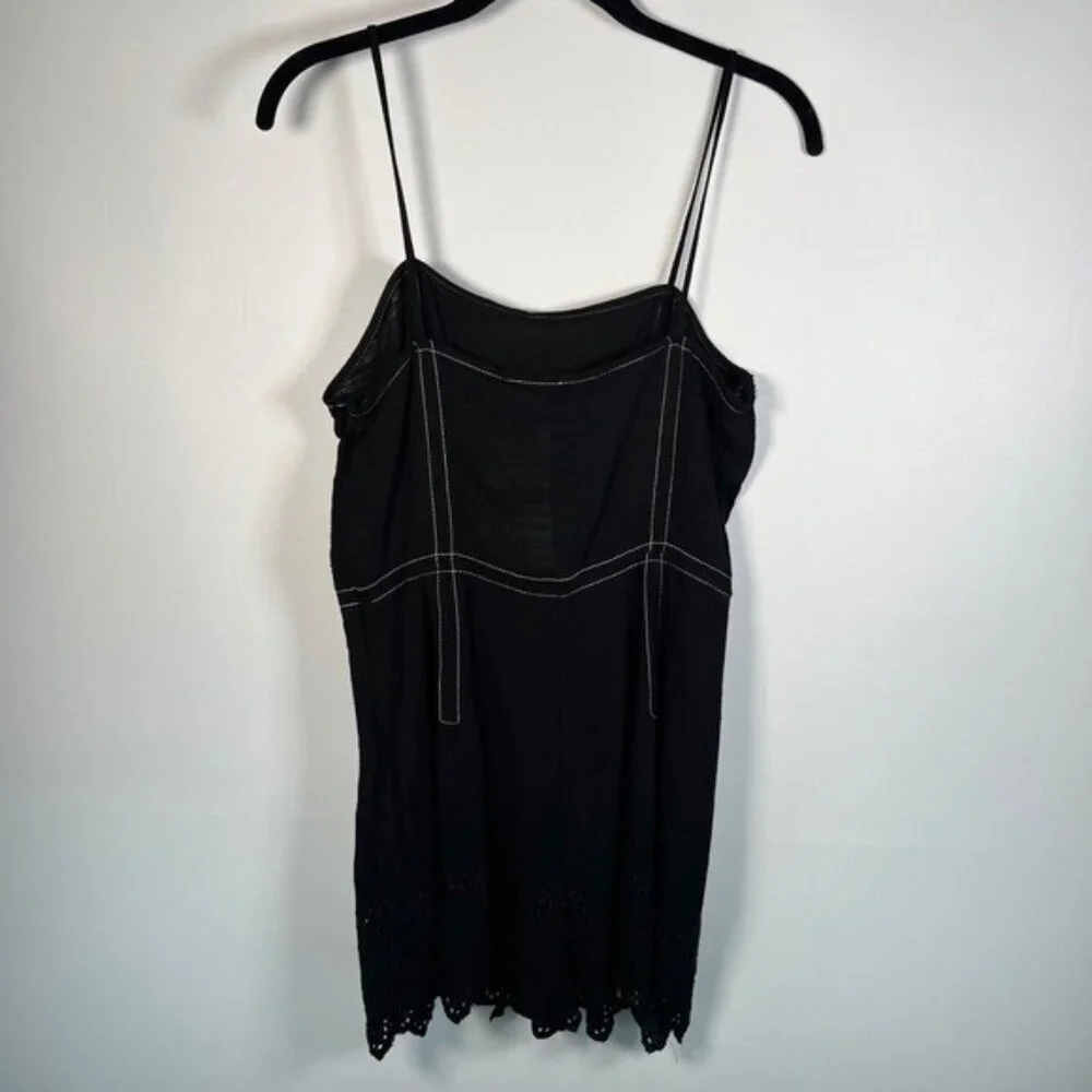 NWT ZARA Short Jumpsuit Topstitching Eyelet‎ Embroidery Hem Straps 7200/113 XS